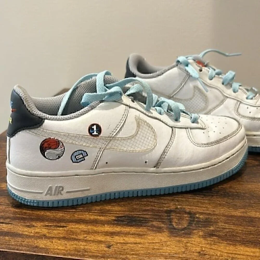 Nike Air Force 1 LV8 GS Happy Hoops Blue White size 5.5 youth boys sneakers